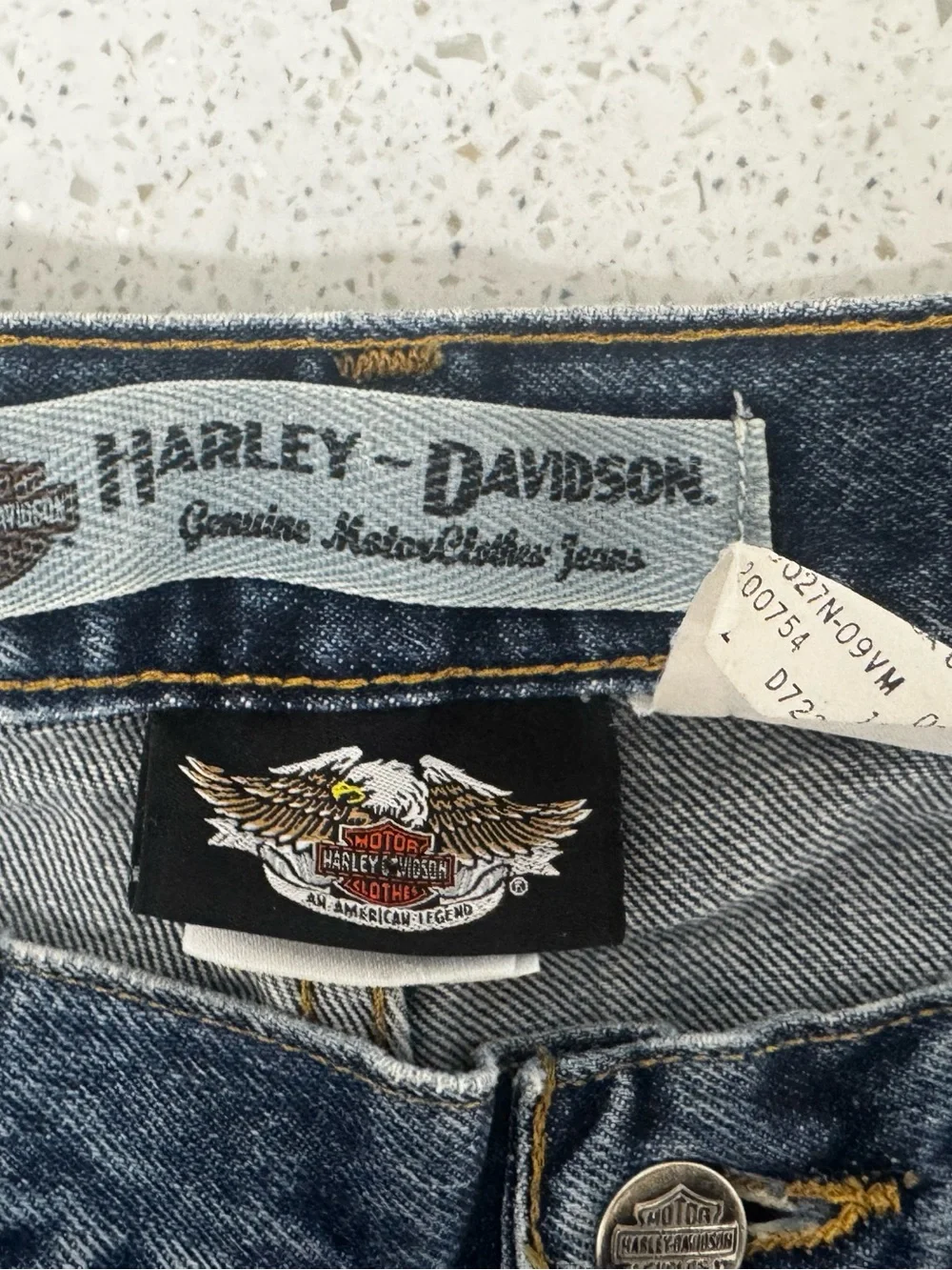 Harley Davidson Blue Denim Jeans Men’s 36x32 Straight Leg Y2K ‘08 Moto Biker